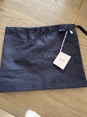 Dior Navy Drawstring Logo Dust Pouch